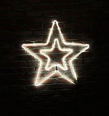 75cm White Neon Flex Double Star Silhouette, 240 LEDs