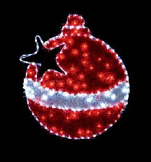 82 x 68cm Red &amp; White Tinsel Bauble Star Silhouette, 60 LEDs