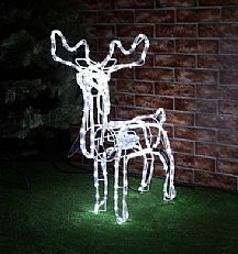 70cm Rope Light Animated Standing Deer Silhouette Figure, White LED