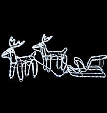 1.3m Rope Light Reindeer and Sleigh Figure, White LEDs