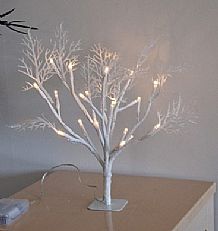 Battery Birch Tree with Timer, 20 Warm White LEDs, 25CM