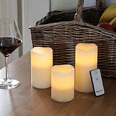 3 Battery Flickering Scented LED Wax Candles with Remote Control