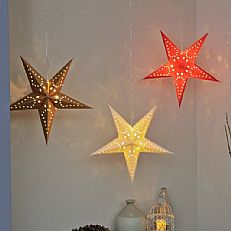 45cm Paper Hanging 3D Star Christmas Decorations, 3 Pack