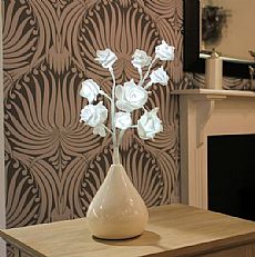 35cm Battery Rose Lights with Vase, 9 White LEDs
