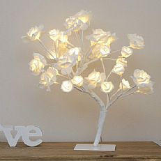 45cm Pre Lit White Rose Tree with 32 Warm White LEDs