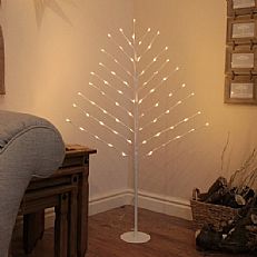 1.2m White Tapered Branch Tree with 70 Warm White LEDs