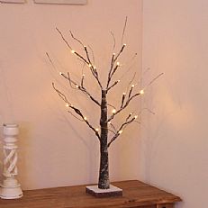 60cm Snow Effect Twig Tree with 24 Warm White LEDs