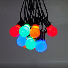 9m Outdoor Multi Colour Big Bulb Festoon Lights Connectable, 10 LEDs