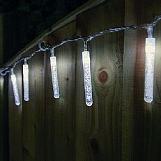 4m White Outdoor Battery Icicle Lights, Connectable, 40 LEDs