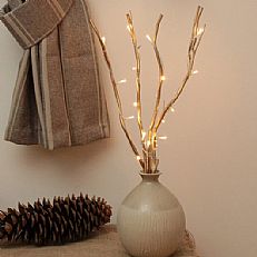 4 Battery Gold Twig Lights with Timer, 16 Warm White LEDs, 60cm