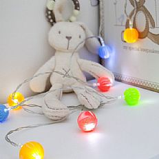 1.5m Multi Colour Marble Effect Battery Fairy Lights, 10 White LEDs