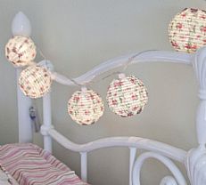 Paper Chinese Lantern Battery Fairy Lights with Timer, Warm White LEDs