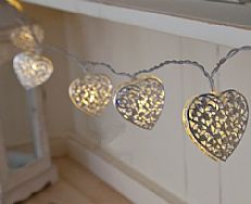 Battery Outdoor Heart Fairy Lights with Timer, Warm White LED