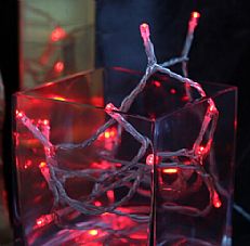 20L Red LED Fairy String Lights, Battery Operated