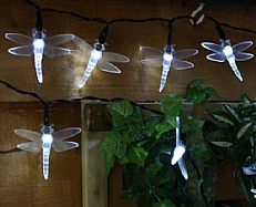 Solar Dragonfly Fairy Lights with Timer, 50 White LED, 5m