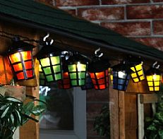 Multi Colour Solar Lantern Party Fairy Lights With Timer, 10 LED, 2.7m