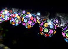 Solar Coloured Gem Ball String Lights, 10 LED, 1.8m
