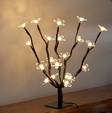 Battery Blossom Tree with Timer, 20 Warm White LEDs, 25cm