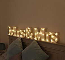 &#8217;MRS &amp; MRS&#8217; Marquee Battery Light Up Letters with Timer, Warm White LED