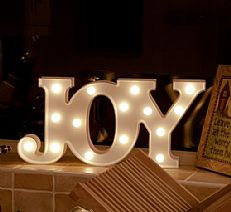 &#8217;JOY&#8217; Marquee Battery Light Up Letters with Timer, Warm White LED