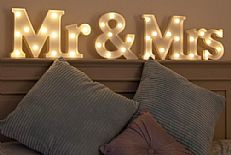 &#8217;MR &amp; MRS&#8217; Marquee Battery Light Up Letters with Timer, Warm White LED