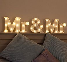 &#8217;MR &amp; MR&#8217; Marquee Battery Light Up Letters with Timer, Warm White LED