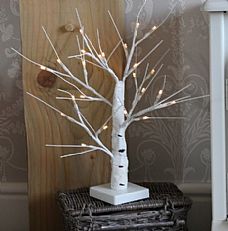 50cm LED White Battery Twig Birch Tree with Timer