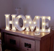 &#8217;HOME&#8217; Marquee Battery Light Up Letters with Timer, Warm White LED