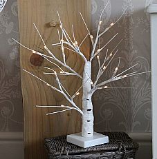 50cm LED White Battery Twig Birch Tree with Timer