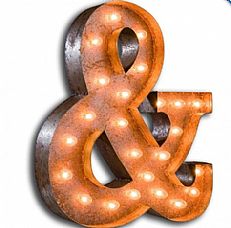 Large &#8217;&amp;&#8217; Metal Light Up Circus Letter, 18 Warm White Bulbs