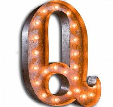 Large &#8217;Q&#8217; Metal Light Up Circus Letter, 16 Warm White Bulbs
