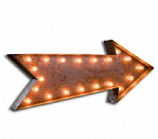 Large &#8217;Arrow&#8217; Metal Light Up Circus Letter, 12 Warm White Bulbs
