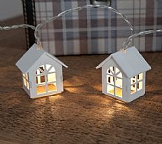 White Wooden House Battery Fairy Lights with Timer, Warm White LED