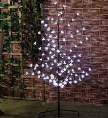 Festive Pre-Lit Outdoor Cherry Blossom Twig Tree, White LED, 4ft