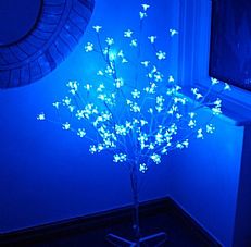 4ft Blue Outdoor LED Blossom Tree with White Branches