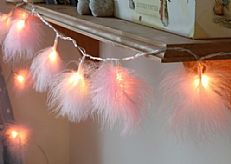 10 Pink Fluffy Feather Battery Fairy Lights