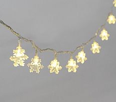 Snowflake Battery Fairy Lights, 10 Warm White LED, Clear Cable