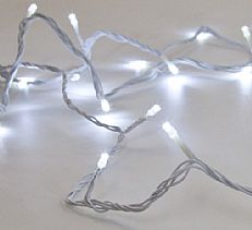 50 LED White Fairy String Lights on White Cable, 5 Metre