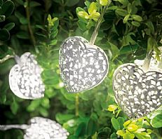 Battery Outdoor Heart Fairy Lights with Timer, Warm White LED