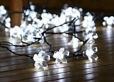 50 White LED Blossom Indoor &amp; Outdoor Battery Fairy Lights with Timer