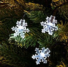 Snowflake Battery Fairy Lights with Timer, 50 White LEDs