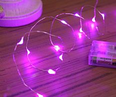 20 Pink LED Micro Battery Fairy Lights on Silver Wire