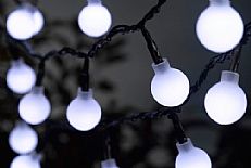 50 White Berry LED Outdoor Battery Fairy String Lights with Timer, 5m