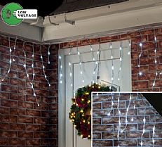 2m White Outdoor Icicle Light Connectable, 76 LEDs, White Cable