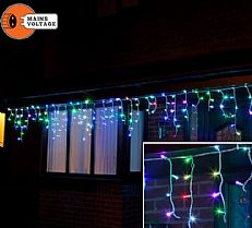 5m Colour Changing Icicle Lights Connectable, 120 LEDs, White Cable