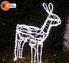 1.1m White Illuminated Led Standing Doe Deer