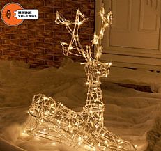 Outdoor Beaded Effect LED Lying Reindeer