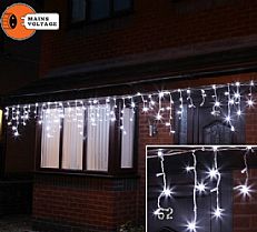 5m White Connectable Icicle Lights, Flash Bulbs, 120 LEDs, white cable