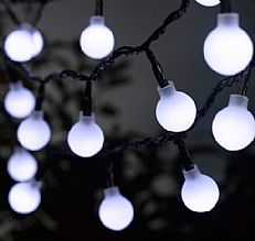 50L White Berry LED Outdoor Battery Fairy String Lights with Timer