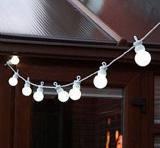 Connectable Festoon Party Lights, 20 White LED, White Cable, 8m